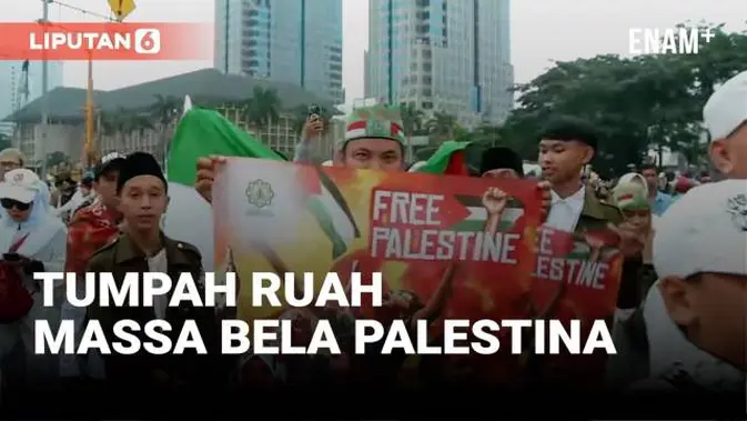 VIDEO: Aksi Bela Palestina, Massa Datangi Monas